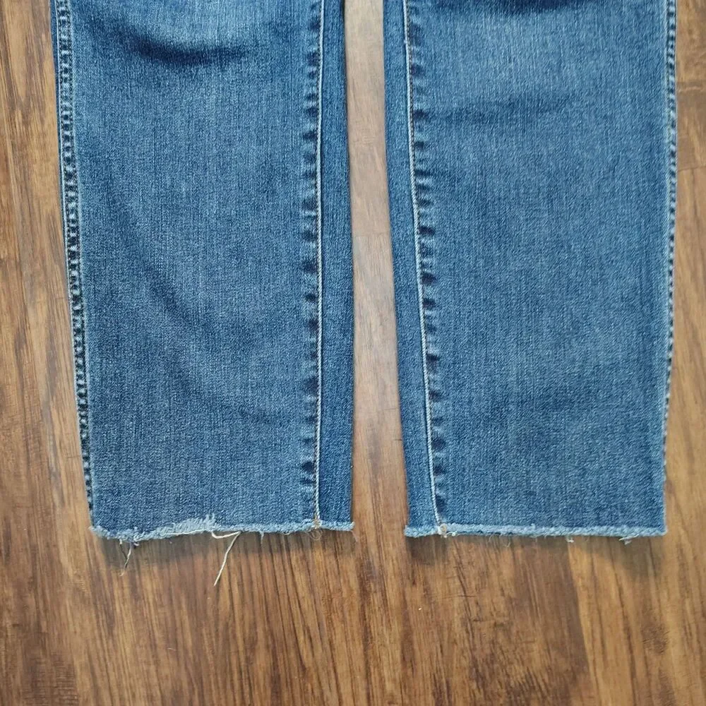 J.CREW Vintage Straight Leg Crop High Rise 28 Women's Stretch Jeans Raw Hem